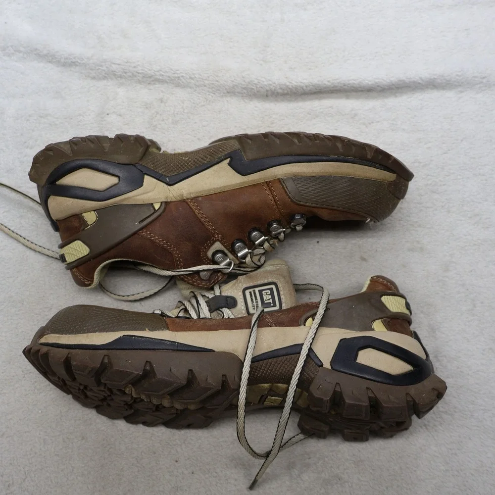 Caterpillar Men 8.5 Work Boots Brwn Antidote Leather Industrial Steel Toe Safety